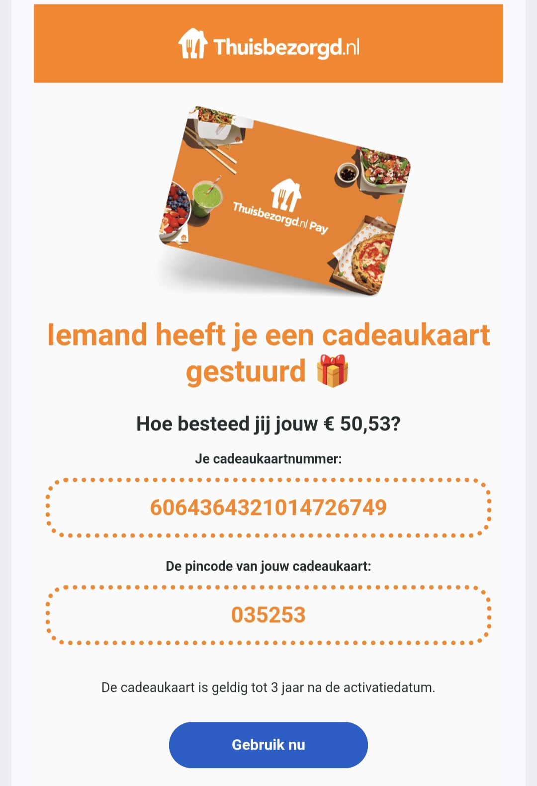 Thuisbezorgd cadeaubon